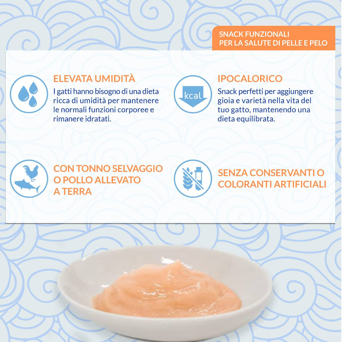 Inaba Ciao Snack in Crema per Gatti Churu Skin&amp;Coat Premio al Pollo 4 Stick da 14 g