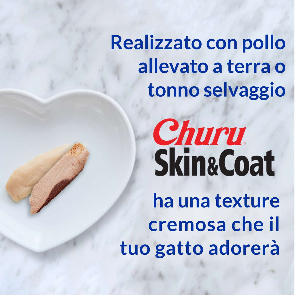 Inaba Ciao Snack in Crema per Gatti Churu Skin&amp;Coat Premio al Pollo 4 Stick da 14 g