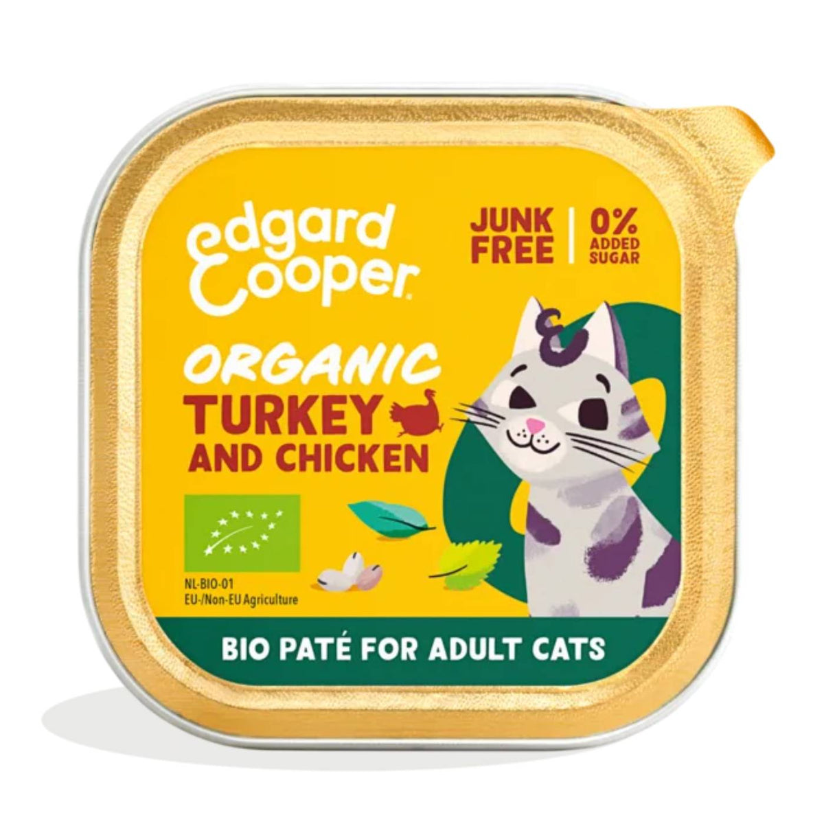 Edgard &amp; Cooper Umido Pate' Tacchino e Pollo Biologici per Gatti Adulti 85 g