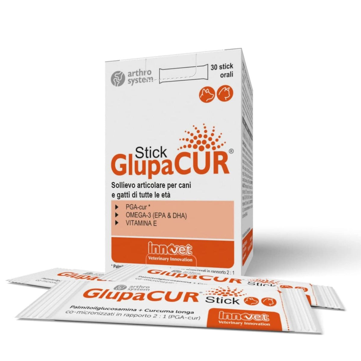 Glupacur Stick Integratore Articolare per Cani e Gatti di Tutte le Età 30 Stick Orali Innovet