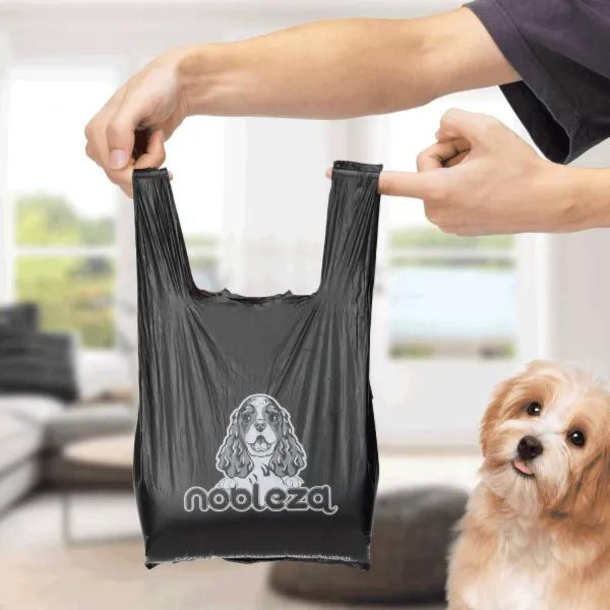Nobleza Sacchettini Igienici per Cani in Scatola Compostabili Neri con Manici 120 pz