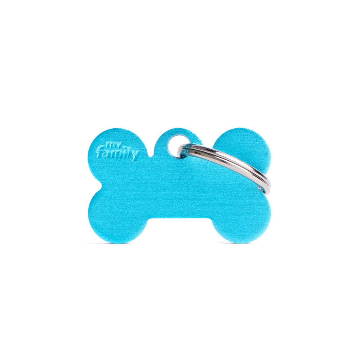 MyFamily Medaglietta per Cani Personalizzabile Osso Basic Alluminio Azzurro