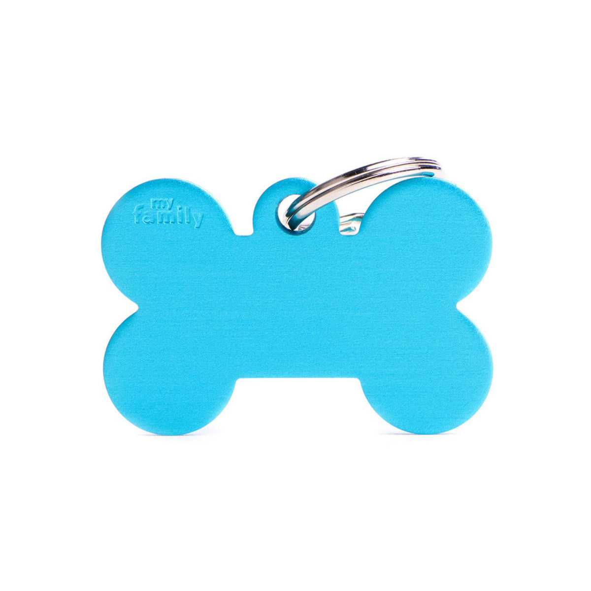 MyFamily Medaglietta per Cani Personalizzabile Osso Basic Alluminio Azzurro