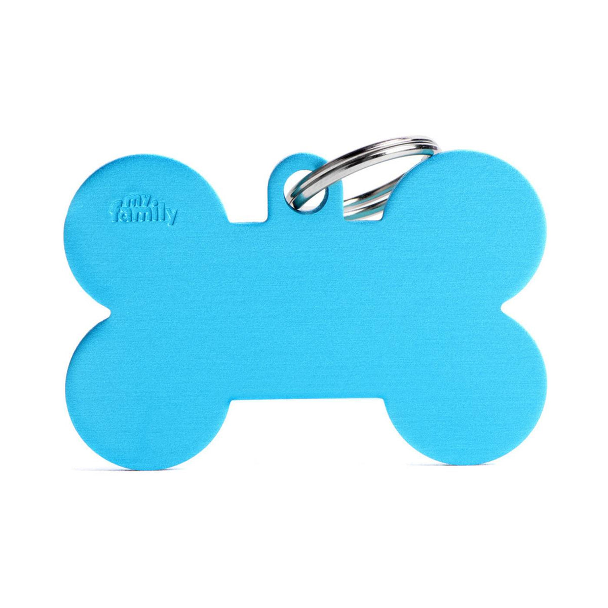 MyFamily Medaglietta per Cani Personalizzabile Osso Basic Alluminio Azzurro
