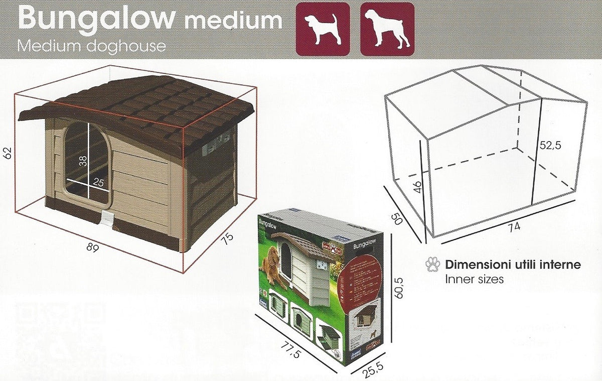 Bama Pet Cuccia per Cani da Esterno Bungalow Beige Bama Pet