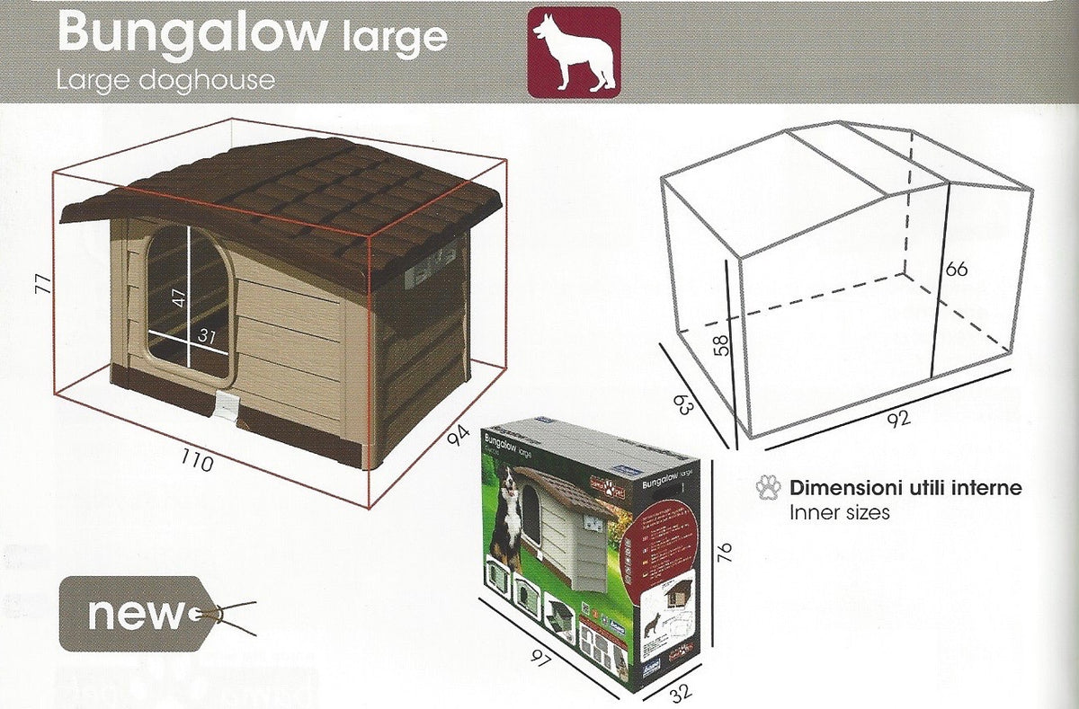 Bama Pet Cuccia per Cani da Esterno Bungalow Beige Bama Pet