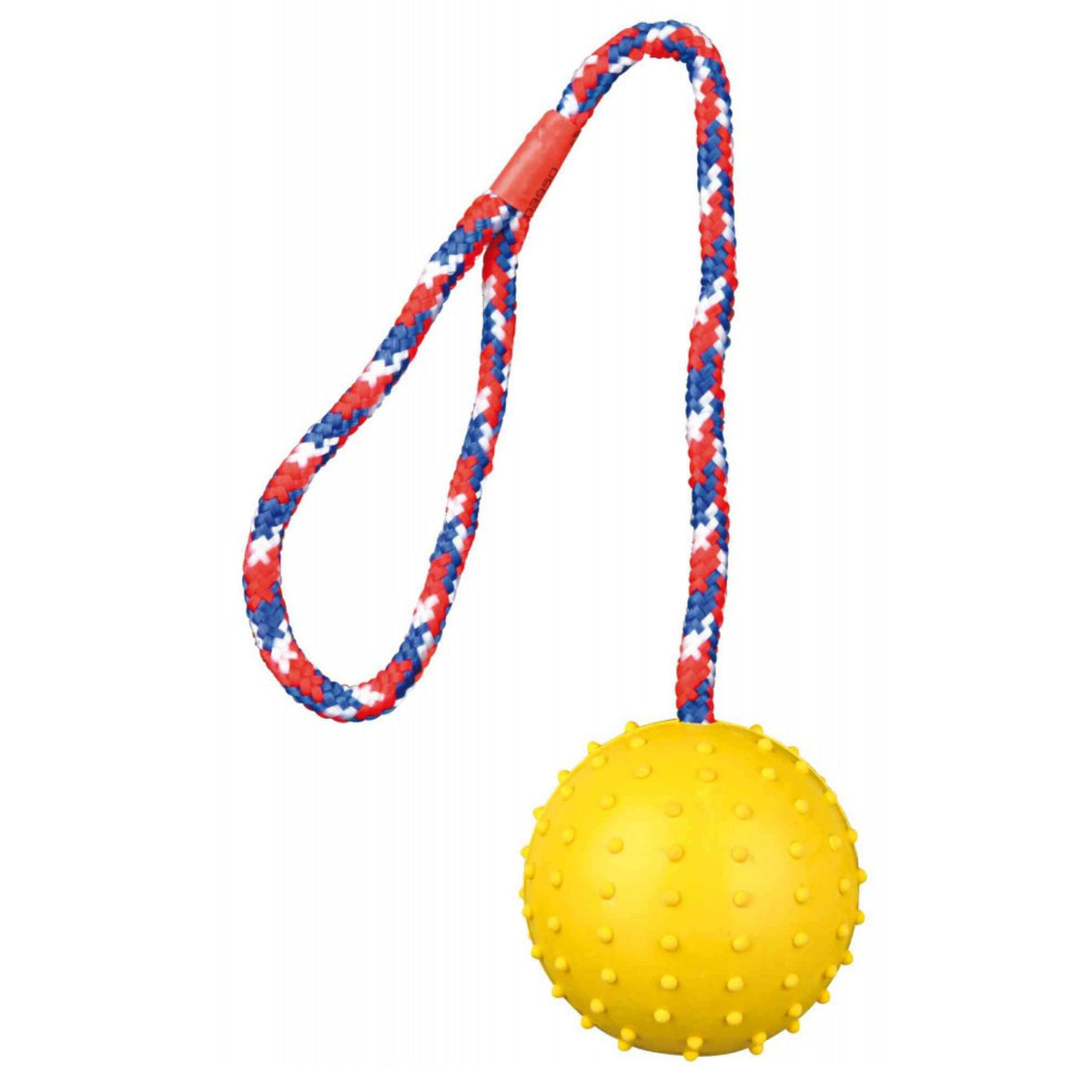 Trixie Gioco Palla in Gomma con Corda d.6 cm / 30 cm per Cani Colori Assortiti
