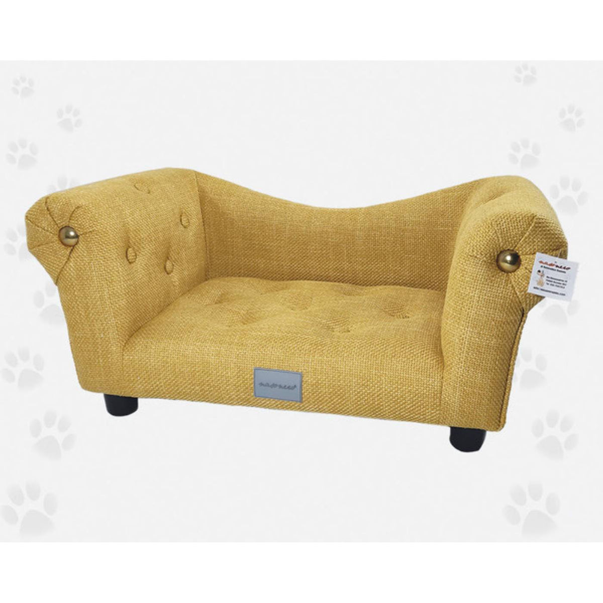 Nasonero Divanetto in Lino per Gatti e Cani di Piccola Taglia Giallo 74 x 39 x h. 34 cm