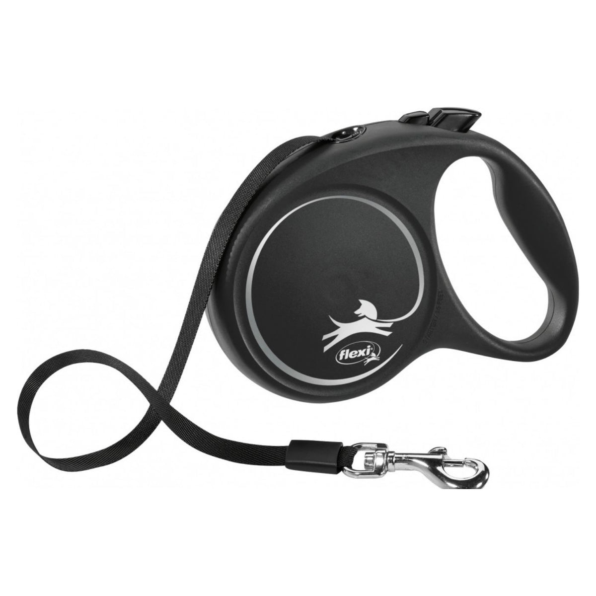 Flexi Guinzaglio per Cani in Fettuccia M 5 mt fino a 25 Kg Black Design