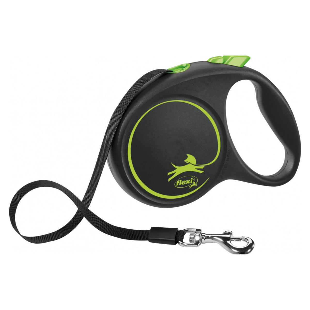 Flexi Guinzaglio per Cani in Fettuccia M 5 mt fino a 25 Kg Black Design
