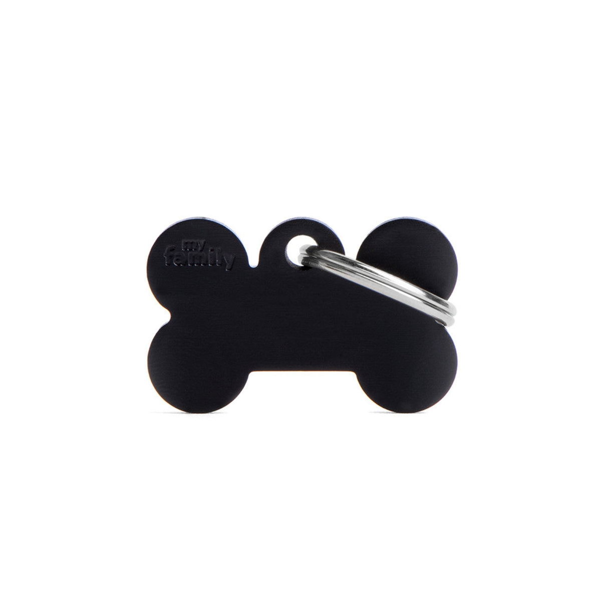 MyFamily Medaglietta per Cani Personalizzabile Osso Basic Alluminio Nero