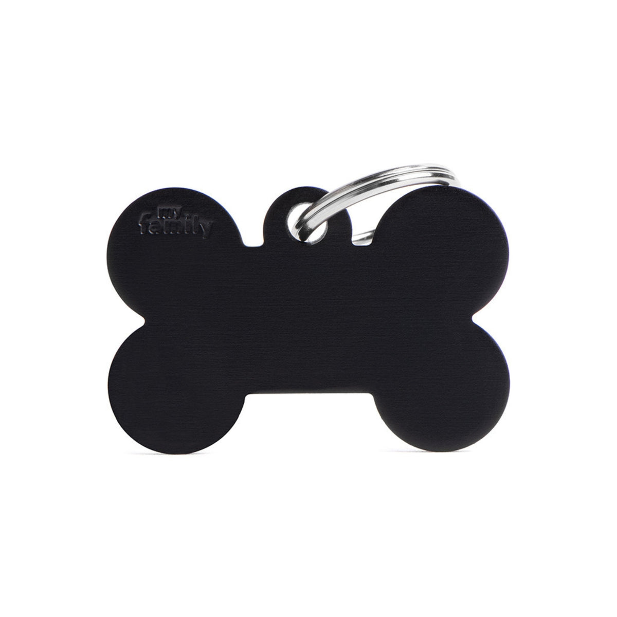MyFamily Medaglietta per Cani Personalizzabile Osso Basic Alluminio Nero
