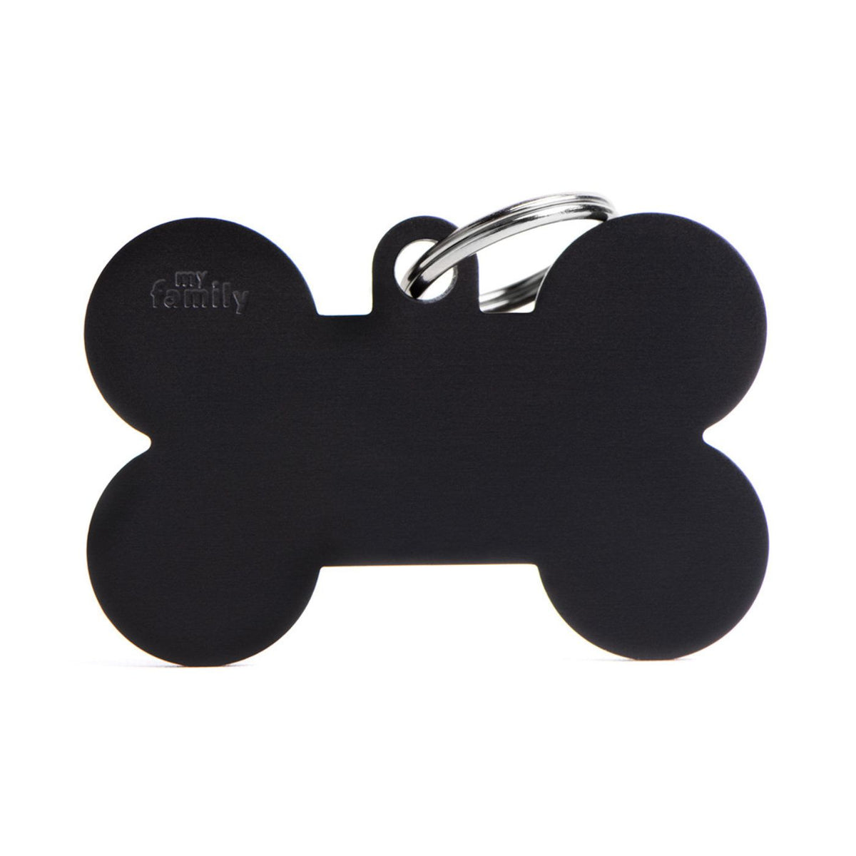 MyFamily Medaglietta per Cani Personalizzabile Osso Basic Alluminio Nero