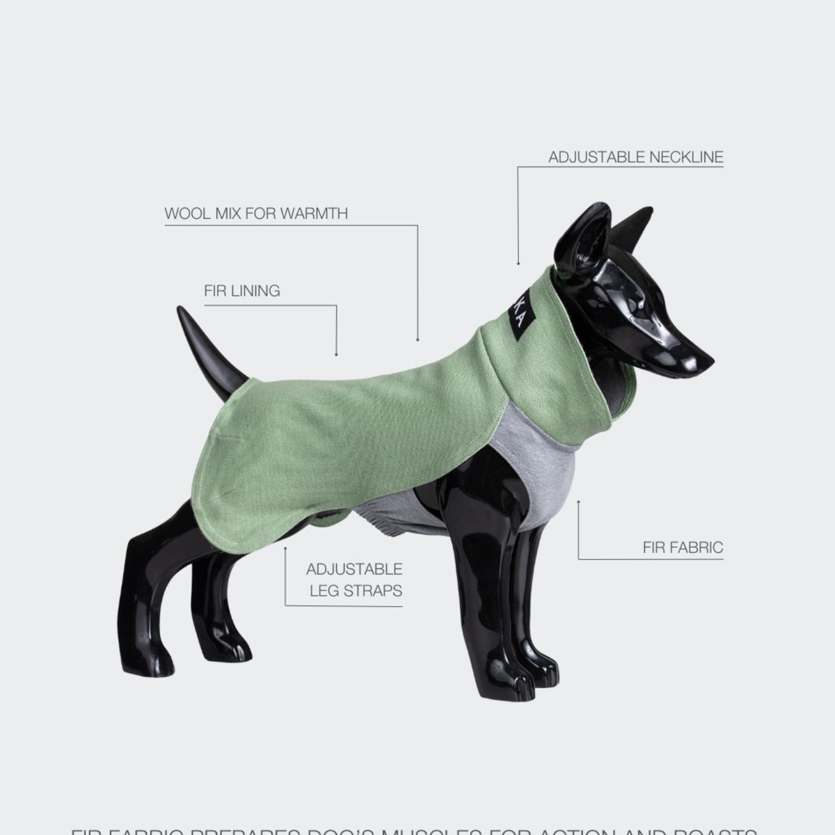 Paikka Maglietta in Tessuto Recovery per Cani Verde Salvia