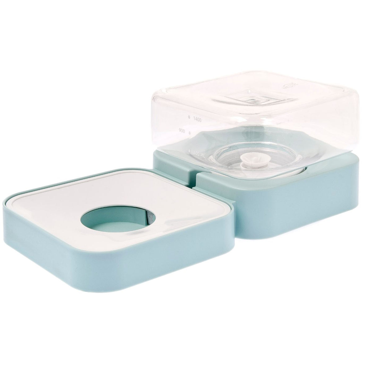 Ferribiella Ciotola Dispenser Multifunzione per Acqua e Cibo Cubo per Animali 32 x 16 x 11 cm