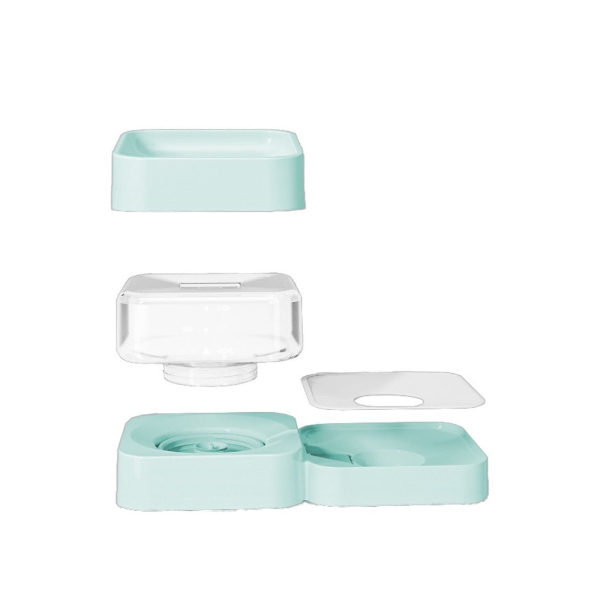 Ferribiella Ciotola Dispenser Multifunzione per Acqua e Cibo Cubo per Animali 32 x 16 x 11 cm
