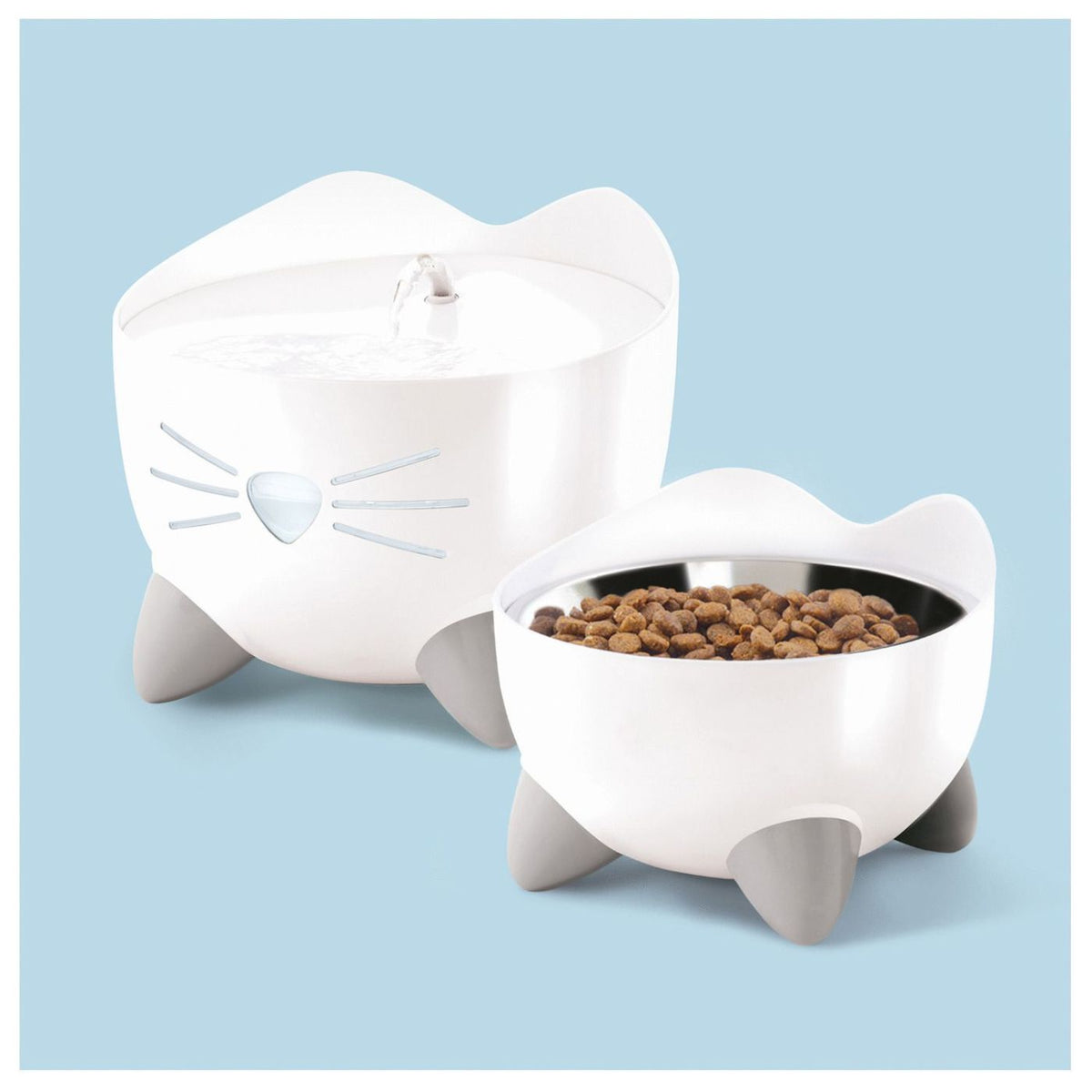 Catit Fontana Automatica per Gatti Combo Pack Pixi Bianca con Ciotola e 3 Filtri Inclusi