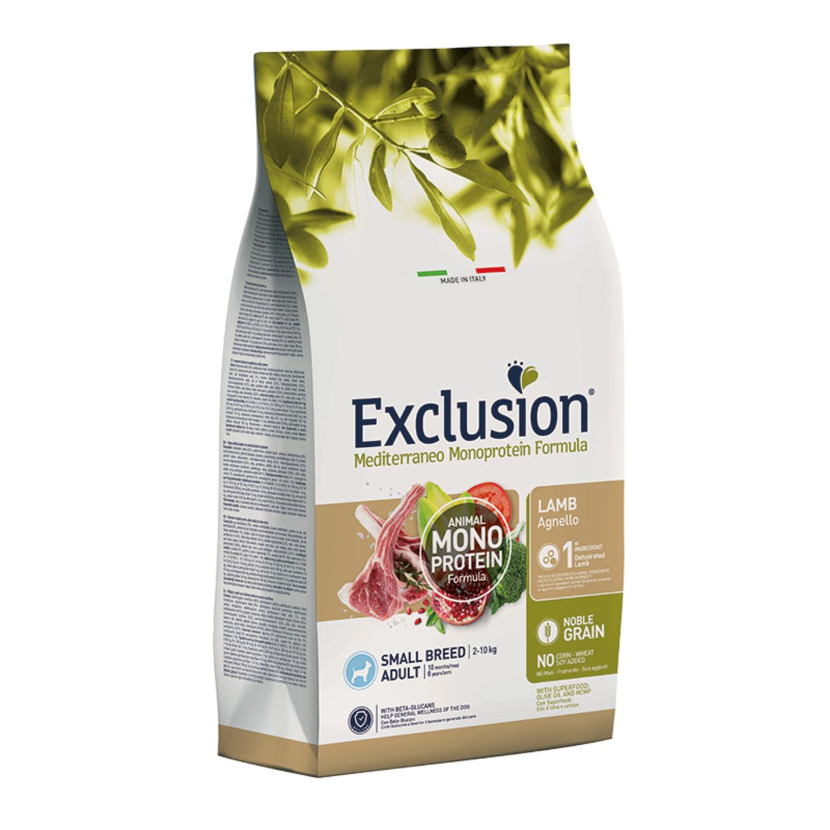 Exclusion Mediterraneo Monoproteico Noble Grain  Adult Small Agnello per Cani Adulti 2 Kg