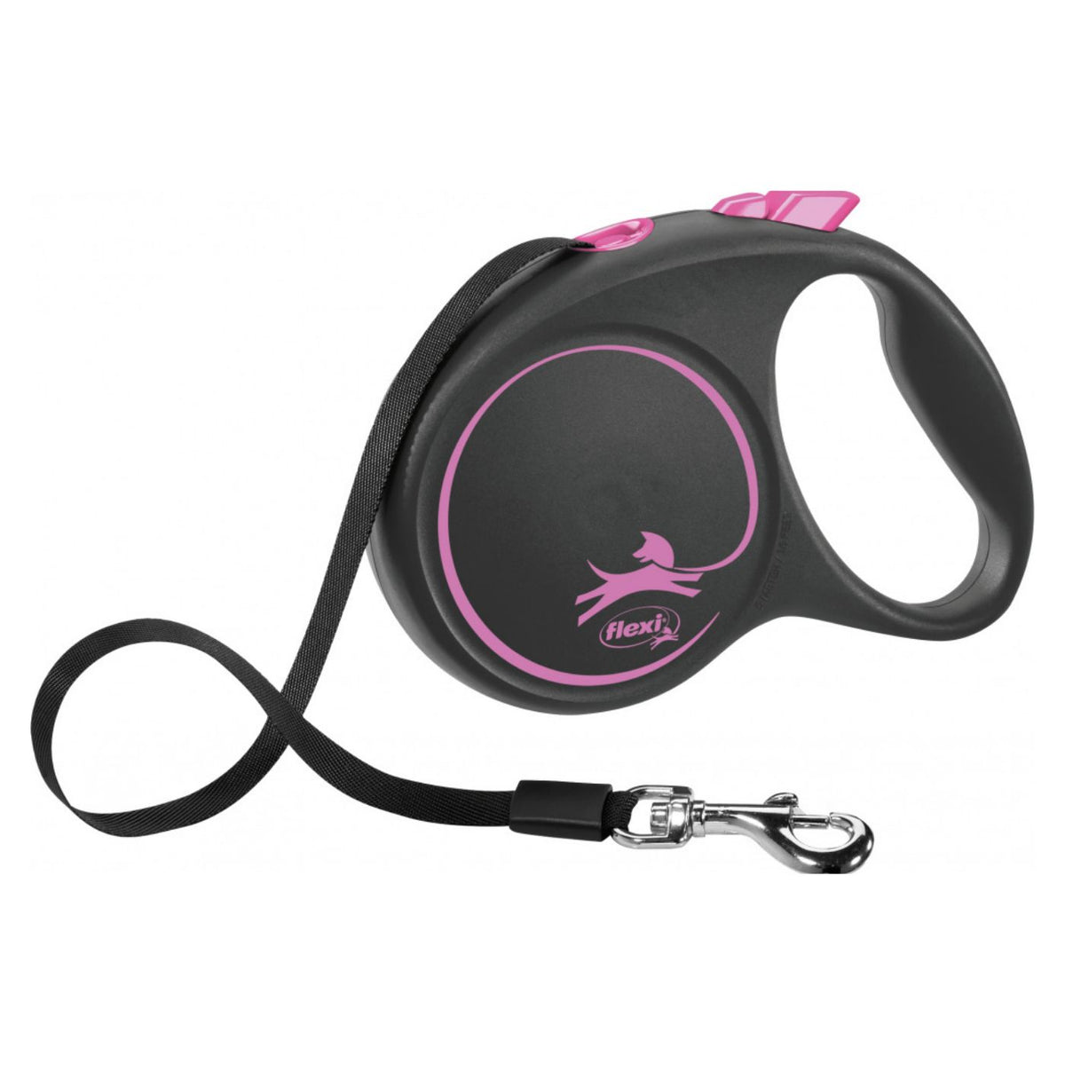 Flexi Guinzaglio per Cani in Fettuccia L 5 mt fino a 50 Kg Black Design